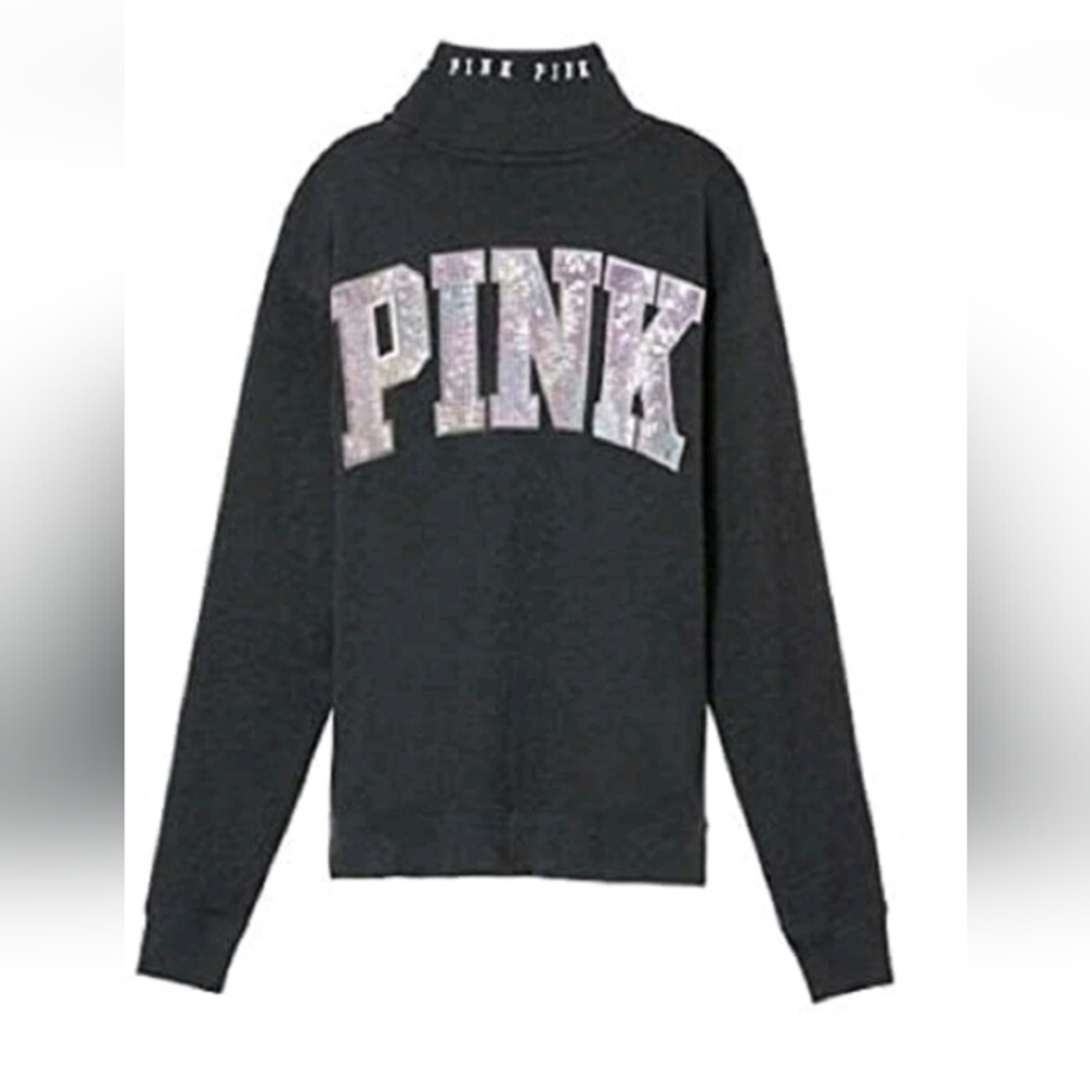 PINK VS Gray Sequin Quarter-Zip Sweatshirt 😍💎🔥